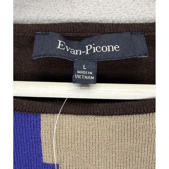 Evan Picone Women's Sz L Brown Abstract Floral Design Kitted Blouse Top NWT - Picture 3 of 8